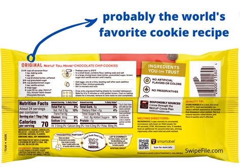 nestle toll house cookie recipe back of bag